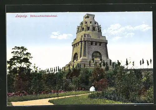 AK Leipzig, Völkerschlachtdenkmal, Parkanlage