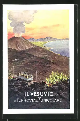 AK Il Vesuvio, La Ferrovia e la Funicolare, Bergbahn