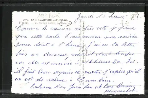 AK Saint-Sauveur-en-Puisaye, La maison natale de Colette