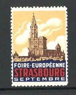 Reklamemarke Strasbourg, Foire Européene, Stadt mit Kirche