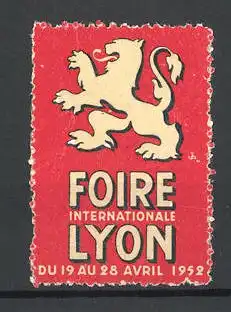 Reklamemarke Lyon, Foire Internationale 1952, Messelogo Löwe