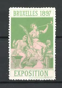 Reklamemarke Bruxelles, Exposition 1897, Göttin mit Arbeiter