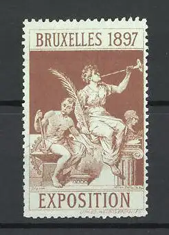 Reklamemarke Bruxelles, Exposition 1897, Göttin mit Arbeiter