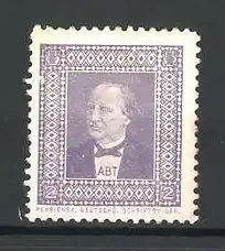 Reklamemarke Schriftsteller Abt im Portrait