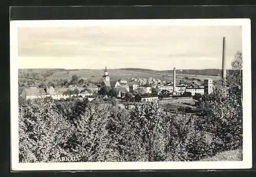 AK Arnau / Hostinne, Stadtpanorama vom Waldrand aus