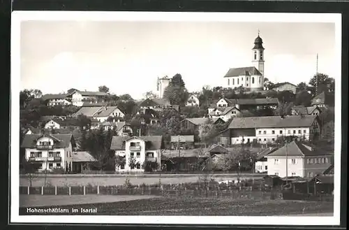 AK Hohenschäftlarn / Isartal, Panorama mit Kirche