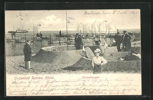 AK Dahme / Holstein, Strand mit Strandburgen