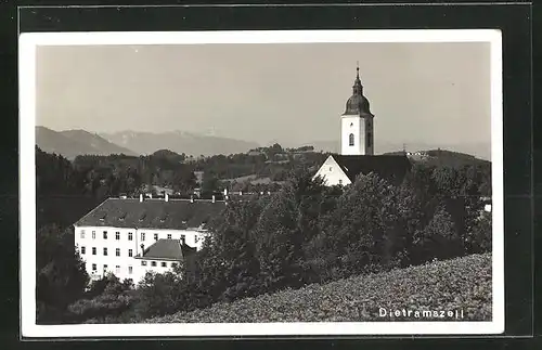 AK Dietramszell, Blick auf Ort mit Kirchturm
