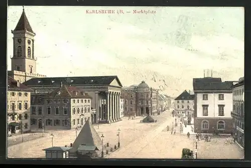 AK Karlsruhe i. B., Marktplatz