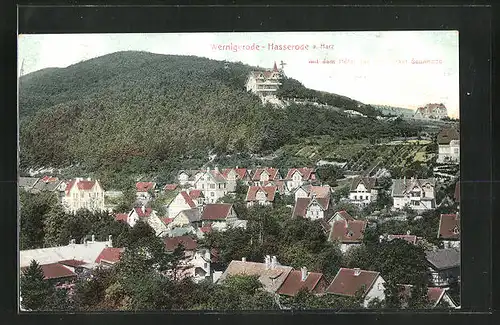 AK Wernigerode / Harz, Gesamtansicht mit Hotel Sennhütte