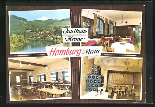 AK Homburg / Main, Gasthaus Krone, Innenansichten, Stadtpanorama