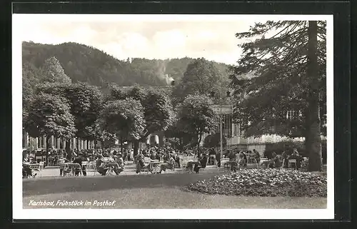 AK Karlsbad, Frühstück im Posthof