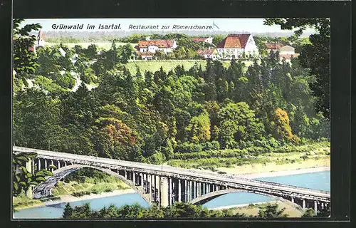 AK Grünwald / Isartal, Panoramablick auf das Restaurant zur Römerschanze