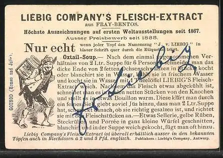 Sammelbild Liebig, Serie: Rätsel, Der berühmte Componist, dessen Name im obigen Monogramm enthalten ist, Gounod