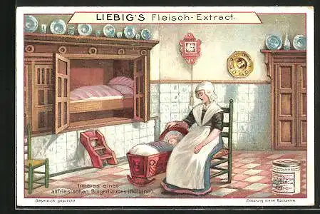 Sammelbild Liebig, Fleisch-Extract, Inneres eines altfriesischen Bürgerhausen in Holland