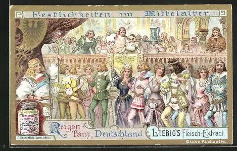 Sammelbild Liebig, Serie: Festlichkeiten im Mittelalter, Reigentanz in Deutschland