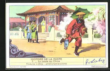 Sammelbild Liebig, Serie: Histoire de la Poste, No. 1, la poste en Chine