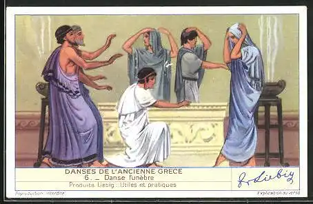 Sammelbild Liebig, Serie: Danses de l'Ancienne Grece, No. 6, Danse funébre