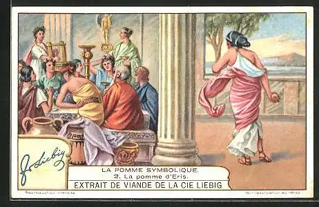 Sammelbild Liebig, Serie: La Pomme symbolique, No. 2, la pomme d'Eris