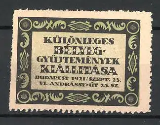 Reklamemarke Budapest, Különleges Bélyeg-Gyüjtemények Kiállitása 1921