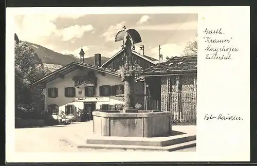 AK Mayrhofen / Zillertal, Gasthaus Kramer und Brunnen