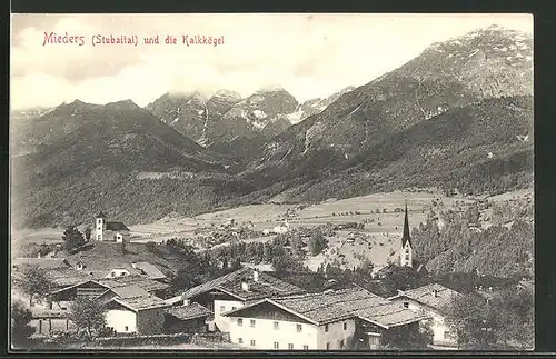 AK Mieders / Stubaital, Gesamtansicht mit Kalkkögel