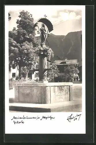AK Mayrhofen, am Marienbrunnen