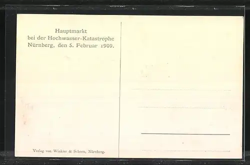 AK Hochwasser, Nürnberg am 05.02.1909, auf dem Hauptmarkt