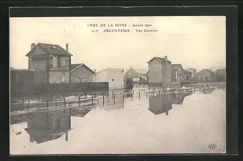 AK Hochwasser, Crue de la Seine, Argenteuil, Vue Generale, Januar 1910