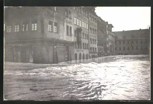 AK Hochwasser Nürnberg am 05. Februar 1909, Szene auf dem Obstmarkt