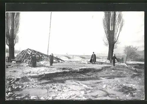 AK Hochwasser Nürnberg am 05. Februar 1909, an der Deutschherrnwiese nach der Katastrophe