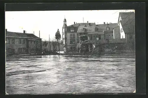 AK Hochwasser Nürnberg am 05. Februar 1909, Hauseinsturz - Kleinweidenmühle