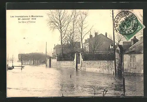 AK Hochwasser, Les Inondations a Montereau 26 Janvier 1910, Le Quai d`Yonne
