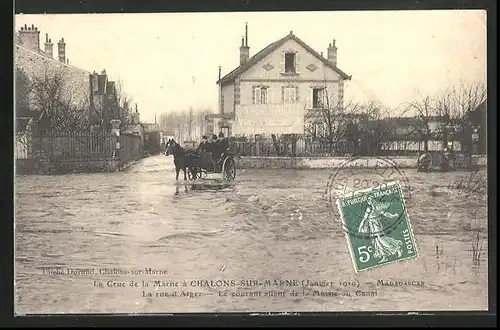 AK Hochwasser, Chalons-sur-Marne, La Rue d`Alger, La Crue de la Marne