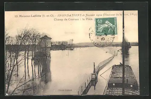 AK Hochwasser, Inondations de Janvier 1910, Champ de Courses, la Piste, Maison-Laffitte