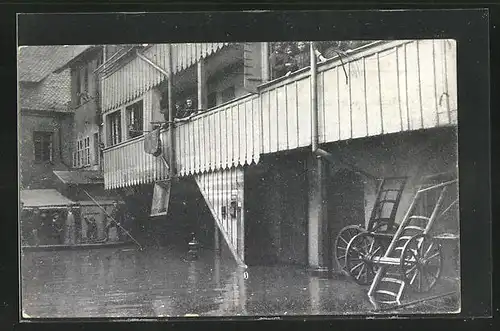 AK Hochwasser Nürnberg am 05. Februar 1909, im Hinteren Spitalhof