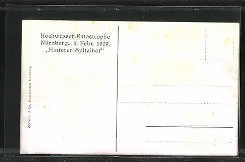 AK Hochwasser Nürnberg am 05. Februar 1909, im Hinteren Spitalhof