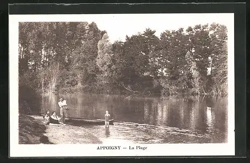 AK Appoigny, La Plage, Familie badet am Ufer