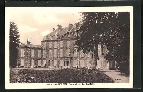 AK L`Isle-sur-Serein, Le Chateau, Im Vorgarten des Schlosses