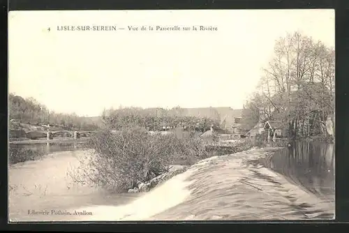 AK L`Isle-sur-Serein, Vue de la Passerelle sur la Riviere, Partie am Wassersturz vor dem Ort