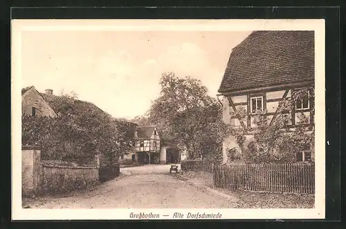 AK Grossbothen, an der alten Dorfschmiede
