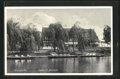 AK Lübben im Spreewald, SItzgelegenheiten am Ufer zum Strandkaffee