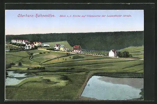 AK Oberharz-Hahnenklee, Blick a.d. Kirche auf Villenpartie der Lauterthaler Strasse