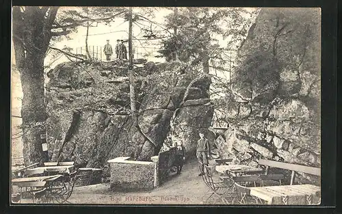 AK Bad Harzburg, Passanten an der Rabenklippe