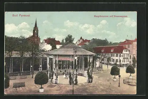 AK Bad Pyrmont, der Hauptbrunnen auf dem Brunnenplatz