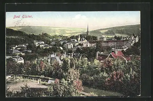 AK Bad Elster, Generalansicht der Stadt, Blick zur Kirche