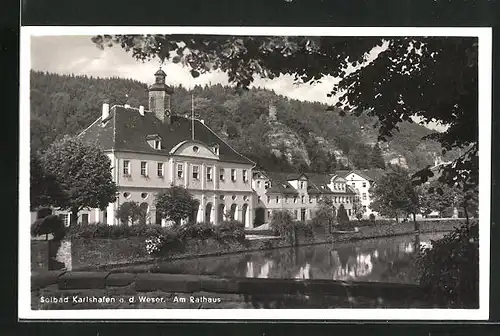 AK Karlshafen a.d. Weser, am Teich vor dem Rathaus