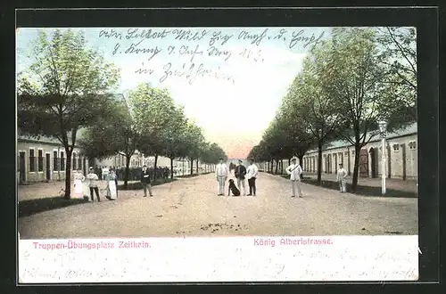 AK Zeithain, der Truppenübungsplatz, Soldaten auf der König Albertstrasse