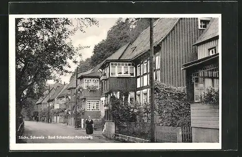 AK Bad Schandau in der sächs. Schweiz, Postelwitz, an den Wohnhäusern