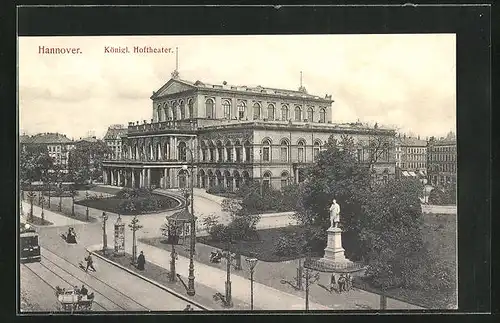 AK Hannover, Strassenbahn vor dem kgl. Hoftheater